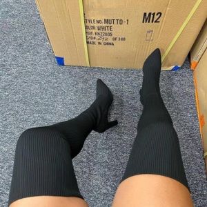 Over The Knee Thigh High Heeled Boots | Black
Knitted Sock Stilettos Size 7 1/2